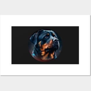 Rottweiler portrait (circular) Posters and Art